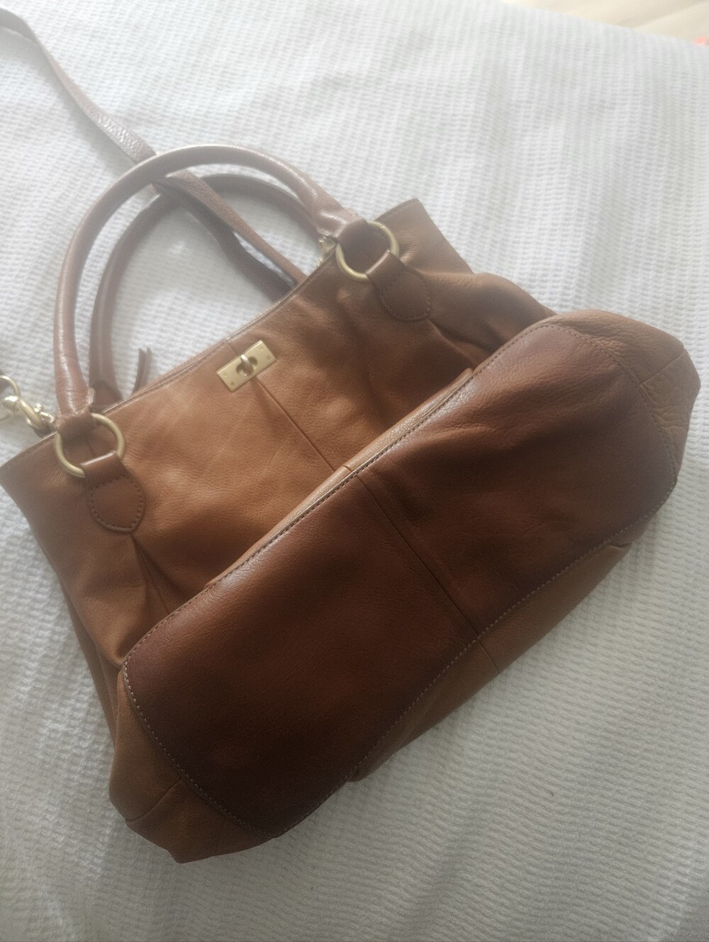 J.crew Classic Brown Leather Shoulder/ Crossbody Bag - Versatile Everyday Tote - Picture 7 of 13